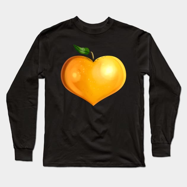 Orange In Heart Shape - Vegetarian - Go Vegan Long Sleeve T-Shirt by SinBle